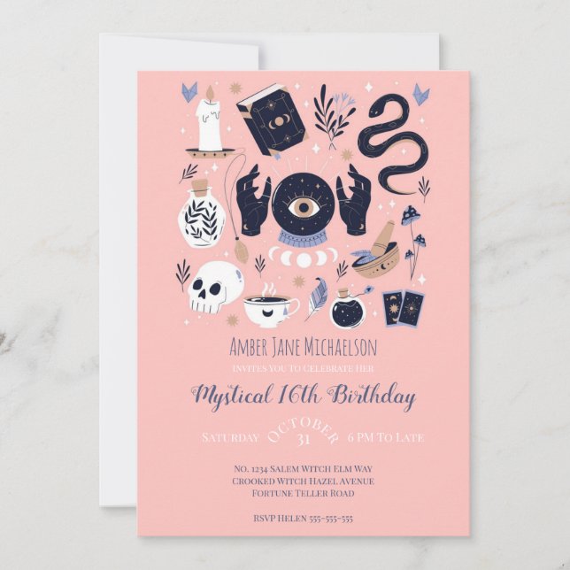 Invitation Sweet 16 Magic 16th Birthday Fortune Teller Mystic (Devant)