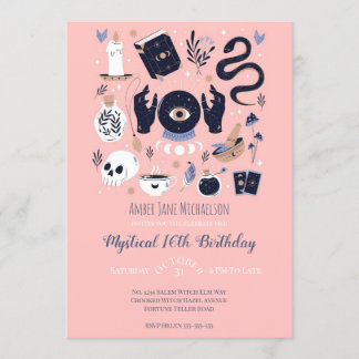 Invitation Sweet 16 Magic 16th Birthday Fortune Teller Mystic