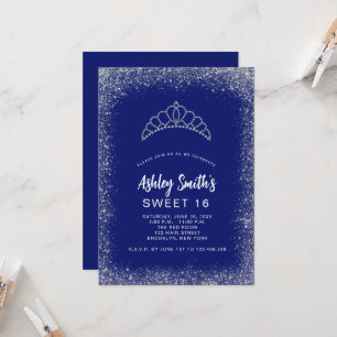 Invitation Sweet 16 Marine Bleu Parties scintillant Argent Di