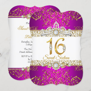 Invitation Sweet 16 Or rose Diamond Glamor Anniversaire