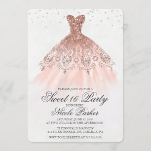 Invitation Sweet 16 Parties scintillant robe Diamond Invitati