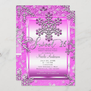 Invitation SWEET 16 Parties scintillant roses chaudes Flammes