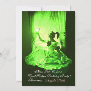 INVITATION SWEET 16 PARTY, EMERALD VERT NOIR DOMMASK
