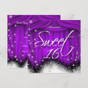 Invitation Sweet 16 Party Plumes pourpres 16e anniversaire