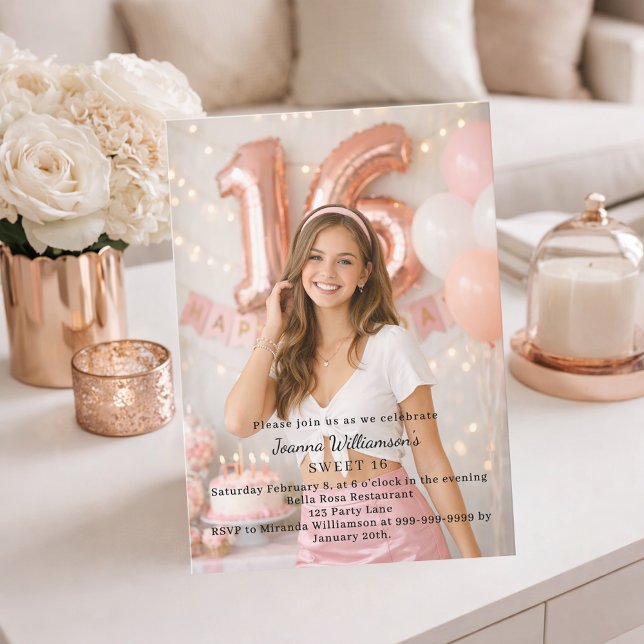 Invitation Sweet 16 photo birthday (Créateur téléchargé)