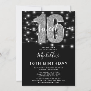 Invitation 'Sweet 16' Photo de fête d'anniversaire moderne po