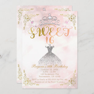 Invitation SWEET 16 Princess Pink Sparkle