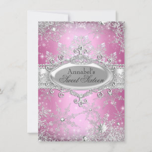 Invitation Sweet 16 Princesse Rose Hiver Merveille