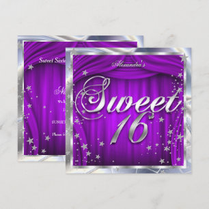 Invitation Sweet 16 Purple Silver 16e fête d'anniversaire
