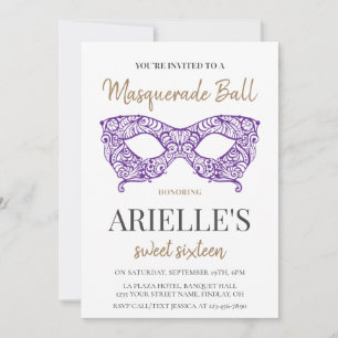 Invitation Sweet 16 Quince Masquarade Ball fête d'anniversair
