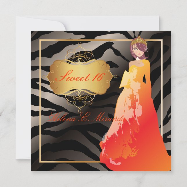 Invitation Sweet 16/ Quinceañera/Quince años/zebra stripes (Devant)
