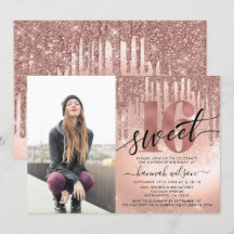 Sweet 16 Rose Gold Foil & Parties scintillant phot