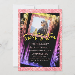 Invitation Sweet 16 Rose  Gold Sparkle Parties scintillant ph