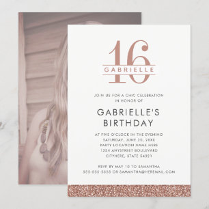Invitation Sweet 16 Rose or rose Parties scintillant Annivers