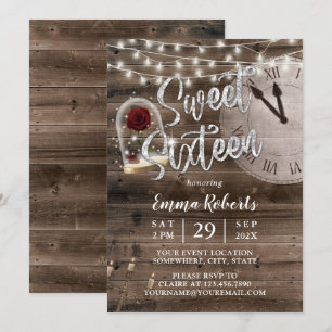Invitation Sweet 16 Rustic Fairytale Grange Bois fête d'anniv