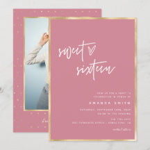 Sweet 16 Script moderne Or Dusty Bleu Anniversaire