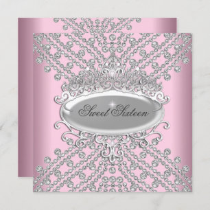 Invitation Sweet 16 Seize Anniversaire rose Diamonds Image