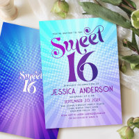 Sweet 16 Super bleu violet dégradé Retro Boho