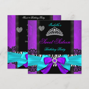 Invitation Sweet 16 Sweet sixteen de fête violet Turquoise Zè