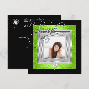 Invitation Sweet 16 Sweet sixteen Lime photo noir