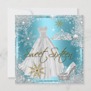 Invitation Sweet 16 Sweet sixteen Turquoise White Gold Elite