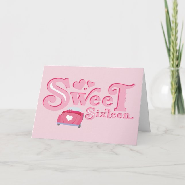 Invitation Sweet 16 Voiture Coeur (Devant)