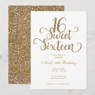 Invitation Sweet 16 White & Gold Parties scintillant fête d'a