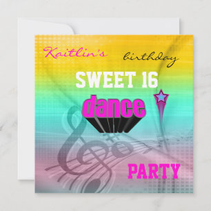 Invitation Sweet 16e anniversaire Musique Dance Pa