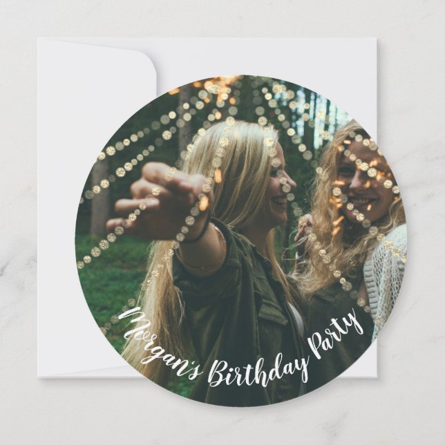 Invitation Sweet 16e anniversaire Photo Confetti Rose Gold (Dos)