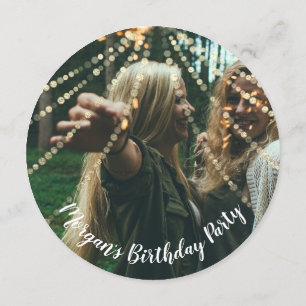 Invitation Sweet 16e anniversaire Photo Confetti Rose Gold