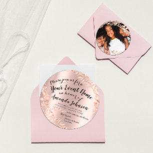 Invitation Sweet 16e anniversaire Photo Floral Rose rose Roya