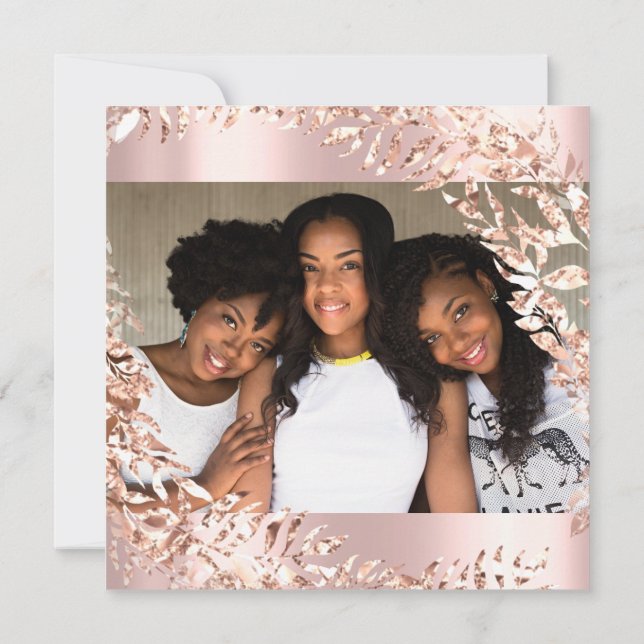 Invitation Sweet 16e anniversaire Photo Floral Rose rose Roya (Dos)