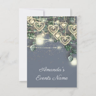 Invitation Sweet 16e Mariée Rustique Bois Or Smoky Blue Green