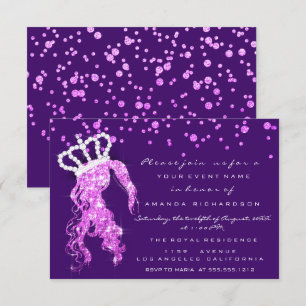 Invitation Sweet 16ème Couronne Princesse Confetti Purple Pin