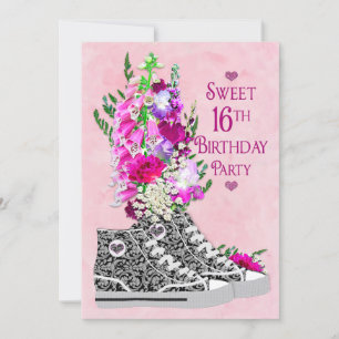 Invitation Sweet 16th Birthday Party Invitation, Basket