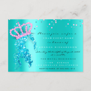 Invitation Sweet 16th Crown Princess Confetti Blue Mint rose