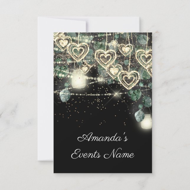 Invitation Sweet 16th Green BRIDAL Rustic Woodland Mint Noir (Dos)