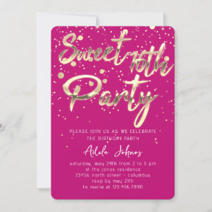 Invitation Sweet 16th Instant Télécharger Pink Gold Confetti