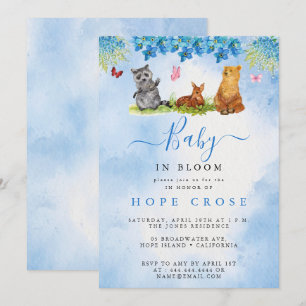 Invitation Sweet Animals Girl Baby in Bloom Baby shower