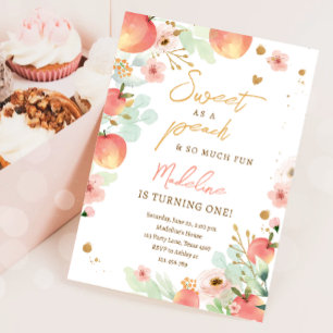 Invitation Sweet as a Peach Girl Pache 1er premier anniversai