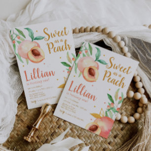 Invitation Sweet as a Peach Green Anniversaire
