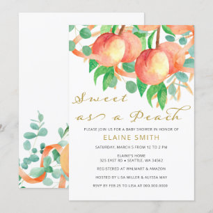 Invitation Sweet as a Peach Sexe Baby shower neutre