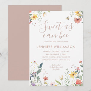 Invitation Sweet As Can Bee Fleur sauvage Girl Baby shower