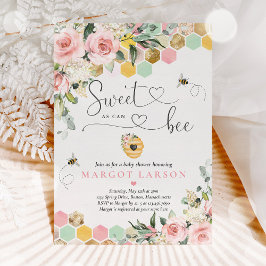 Invitation Sweet As Can Bee Greenery Baby shower rose & or