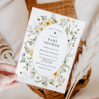 Invitation Sweet as Can Bee Yellow Flowers Baby Shower 