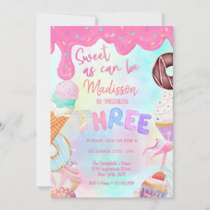 Invitation Sweet as peut être fille 3ème anniversaire invitat