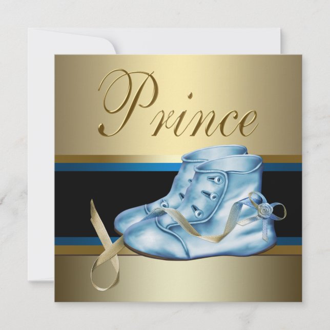 Invitation Sweet Baby Baby shower bleu et or Prince (Devant)