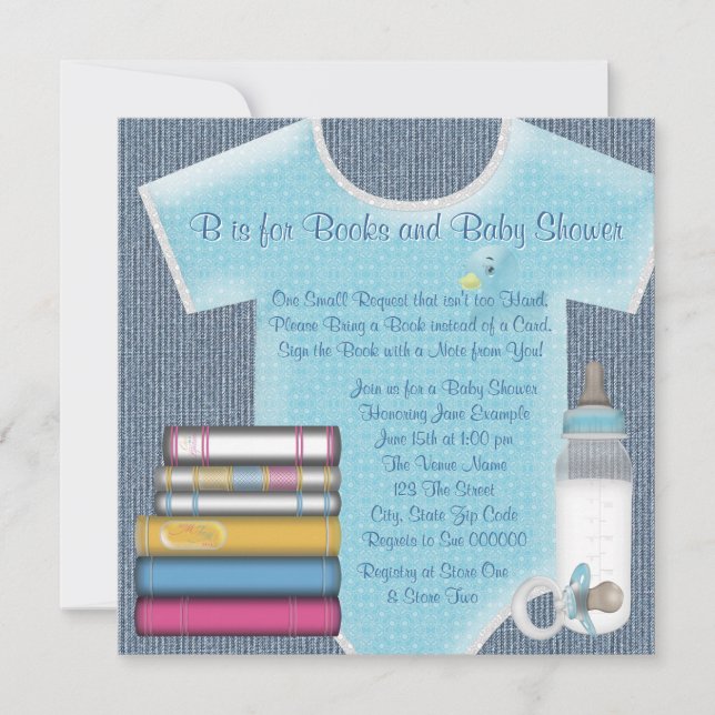 Invitation Sweet Baby Boy Apportez Un Baby shower De Livre (Devant)