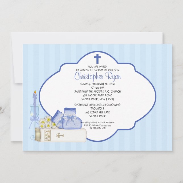 Invitation Sweet Baby Boy Baptism Inviation (Devant)