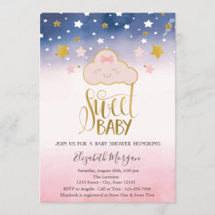 Invitation Sweet Baby Cloud Stars Baby shower
